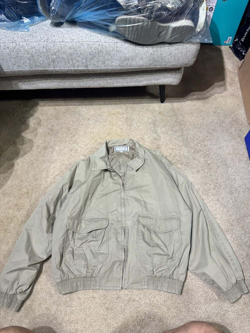 Vintage Yves Saint Laurent YSL Cotton Bomber Jacket Size L/G